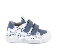 Froddo (G2130316-61 Jungen-Halbschuhe blau-weiß aus Naturleder, mit Fußballmotiv, flach, Klettverschluss, stabile Ferse, elastische Sohle, Größe 28 EU