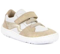 Froddo Leder Sneaker mit Klett & Zierschnürung * Barefoot Splash * Glitzer G3130263 (9 White/Gold Glitzer, EU Schuhgrößensystem, Jugendliche, Numerisch, M, 35)