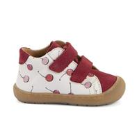 Froddo - Mädchen Halbschuhe Ollie S aus Wasserabweisendem Leder mit Kirschen-Motiv, Barfuß-Lauflernschuhe mit Klettverschluss, TR-Sohle - Weiß Rot - G2130328-63, gr. 23 EU