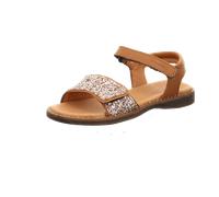 Sandale FRODDO "Lore Sparkle", Mädchen, Gr. 37, cognac, Leder, Glitzer, festlich, Schuhe Sandale, Sommerschuh, Klettschuh, Sandalette, mit zwei Klettverschlüsse (32477513-37) cognac