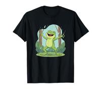Fröhlicher Frosch im Regenwald, niedlicher Cartoon T-Shirt