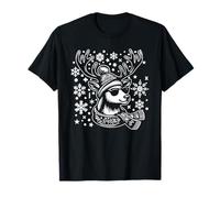 Frohe Weihnachten Cooles Rentier mit Mütze Schal und Brille T-Shirt