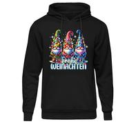 Frohe Weihnachten Wichtel Kapuzenpullover | Xmas Hoodie Christmas Weihnachtsmann Pullover Herren Nikolaus Glühwein Kostüm Lustiges Santa Claus Sweatshirt | Schwarz (4XL)