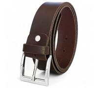 FRONHOFER klassischer Herrengürtel 38mm breit, Leder, silberne Gürtelschnalle, extra Schraube, kürzbar, Wechselgürtel, 18580, Größe:Körperumfang 105 cm/Gesamtlänge 120 cm, Farbe:Dunkelbraun