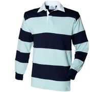 Frente Fila genäht Streifen Langarm Sport Shirt Rugby Polo, UTRW476_18, Blau, UTRW476_18 Medium