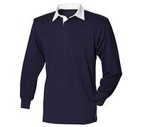 Front Row Herren Rugby-Shirt, langärmelig, aus Baumwolle, klassisch XXXX-Large Blau - Navy/Weiß
