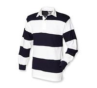 Front Row Rugby-Shirt mit genähten Streifen Gr. XXL, White/Navy/White