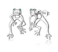 Frosch Ohrringe Damen 925 Sterling Silber Spaß süß Zwei Wege Frosch Ohrstecker Schmuck Geschenke für Damen Mädchen Kinder