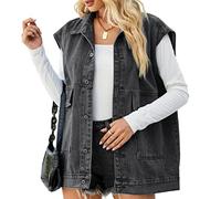 Frotox GeknöPfte Gewaschene Jeansjacken äRmellose Poket Insgram Weste VerküRzte Distressed Oversize Jeansweste FüR Den Sommer
