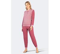 hajo Damen Frottee Schlafanzug Art. 45879 725 Malve gestreift, Größe:36-38