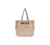 Frottee-Shopper aus Baumwolle mit Schriftzug beige - Gr. - one size