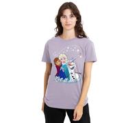 Frozen ELSA Anna Olaf Let It Snow Ladies T Shirt, Lavendar, Medium