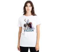 Frozen Group Photo with ELSA, Anna, Kristoff, Sven and Olaf Ladies T Shirt, White, X-Large
