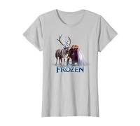 Frozen Group Photo With Elsa, Anna, Kristoff, Sven And Olaf T-Shirt, Damen, Silber, XL