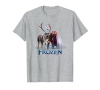Frozen Group Photo With Elsa, Anna, Kristoff, Sven And Olaf T-Shirt, Herren, Grau Meliert, XL