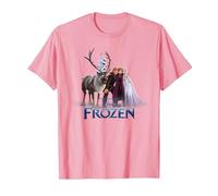 Frozen Group Photo With Elsa, Anna, Kristoff, Sven And Olaf T-Shirt, Herren, Rosa, 3XL