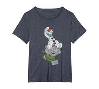 Frozen Olaf And Troll T-Shirt, Damen Große Größen, Blau Meliert, 5X
