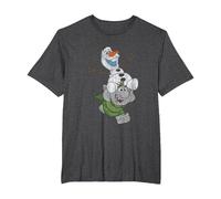 Frozen Olaf And Troll T-Shirt, Herren Große Größen, Anthrazit Meliert, 3X Tall