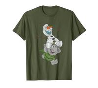 Frozen Olaf And Troll T-Shirt, Herren, Olivgrün, XXL
