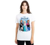 Frozen Poster with ELSA, Anna, Kristoff and Olaf Ladies T Shirt, White, XX-Large
