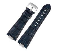 FRSWEQY 1853 Lederarmband mit konvexem Ende, passend for Tissot PRX-Serie, Riemen, T137.407, T137.410, Herrenarmband, Handschlaufe, 26 x 12 mm(A dark blue silver)