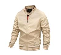 Frühling Herbst Bomber Jacke Männer Casual Windjacke Jacke Mantel Männer Outwear Zipper Stehkragen Militär Jacke Herren (Color : Khaki, Size : M)
