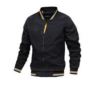 Frühling Herbst Bomber Jacke Männer Casual Windjacke Jacke Mantel Männer Outwear Zipper Stehkragen Militär Jacke Herren (Color : Black, Size : M)
