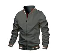 Frühling Herbst Bomber Jacke Männer Casual Windjacke Jacke Mantel Männer Outwear Zipper Stehkragen Militär Jacke Herren (Color : Gray, Size : L)