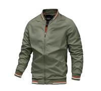 Frühling Herbst Bomber Jacke Männer Casual Windjacke Jacke Mantel Männer Outwear Zipper Stehkragen Militär Jacke Herren (Color : Green, Size : 3XL)