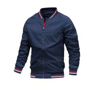 Frühling Herbst Bomber Jacke Männer Casual Windjacke Jacke Mantel Männer Outwear Zipper Stehkragen Militär Jacke Herren (Color : Navy, Size : XXL)