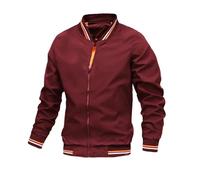 Frühling Herbst Bomber Jacke Männer Casual Windjacke Jacke Mantel Männer Outwear Zipper Stehkragen Militär Jacke Herren (Color : Red, Size : M)
