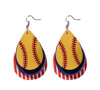 Frühling Kunstleder Teardrop Ohrring Set Damen Mädchen Flagge Ohrringe Schmuck Leder Ohrringe Bedruckte Flagge Ohrringe Wassertropfen Mehrschichtige Ohrringe Ohrringe Quasten (Yellow, One Size)