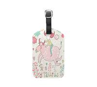 Frühling Rosa Kuh Mädchen Kofferanhänger Leder Gepäck Koffer-Tags Gepäckanhänger Ausweisetikett Name Adresse Nachricht Tags für Reise(2Stück)