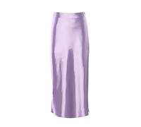 Frühling Solid Lila Satin Seide Rock Frauen Hohe Taille Sommer Langer Rock Elegant Damen Büro Midi Röcke, Purple, 36