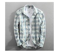 Frühling und Herbst Klassische Plaid Baumwolle Langarm Blaues Hemd Männlichen Casual Slim Fit Hemd Kleidung Casual (Color : Light Blue, Size : 3XL)