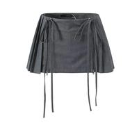 Frühling und Sommer Neuer Street Fashion Schnür-Kurzfaltenrock-Dunkelgrau-XL