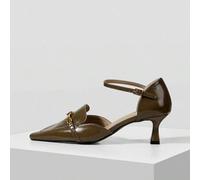 Frühlings-elegante Pendler-Dating-Schuhe mit kleinem quadratischem Absatz und Hohldesign