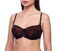 frugue Damen Dirndl Push Up BH - mit Bügel - Spitzen Sexy BH Dunkelrot EU 90F