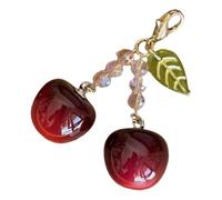 Fruit Bag Charm, Decorative Keychain Accessory, 1.97x1.97 inches Life Like Cherry Pendant with Resin Build, Fashionable Hanging Ornament Set, Mini Pendant, Commuting Key Holder for Personal Use