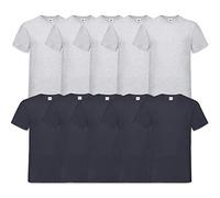 Fruit of the Loom 10 T Shirts V-Neck M L XL XXL 3XL 4XL 5XL V-Ausschnitt Diverse Farben -HL-Kauf (L, 5Grau5DeepNavy)