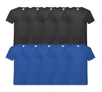 Fruit of the Loom 10 T Shirts V-Neck M L XL XXL 3XL 4XL 5XL V-Ausschnitt Diverse Farben -HL-Kauf (L, 5Schwarz5Royal)