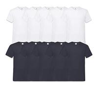 Fruit of the Loom 10 T Shirts V-Neck M L XL XXL 3XL 4XL 5XL V-Ausschnitt Diverse Farben -HL-Kauf (L, 5Weiß5DeepNavy)
