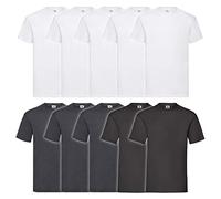 Fruit of the Loom 10 T Shirts Valueweight T Rundhals S M L XL XXL 3XL 4XL 5XL Übergröße Diverse Farbsets auswählbar (XL, 5 Weiß / 3 Dark H.Grey / 2 Schwarz)