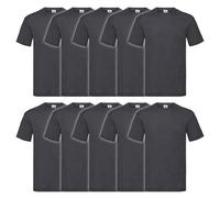 Fruit of the Loom 10er Pack Valueweight T-Shirt + GRATIS MyShirt Stoffbeutel, Farbe:dunkelgrau meliert, Größe:2XL