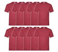 Fruit of the Loom 10er Pack Valueweight T-Shirt + GRATIS MyShirt Stoffbeutel, Farbe:dunkelrot, Größe:2XL