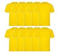Fruit of the Loom 10er Pack Valueweight T-Shirt + GRATIS MyShirt Stoffbeutel, Farbe:gelb, Größe:2XL