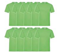 Fruit of the Loom 10er Pack Valueweight T-Shirt + GRATIS MyShirt Stoffbeutel, Farbe:Lime, Größe:2XL