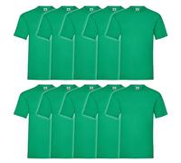 Fruit of the Loom 10er Pack Valueweight T-Shirt + GRATIS MyShirt Stoffbeutel, Farbe:maigrün, Größe:2XL