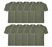 Fruit of the Loom 10er Pack Valueweight T-Shirt + GRATIS MyShirt Stoffbeutel, Farbe:Oliv, Größe:2XL