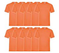 Fruit of the Loom 10er Pack Valueweight T-Shirt + GRATIS MyShirt Stoffbeutel, Farbe:orange, Größe:2XL